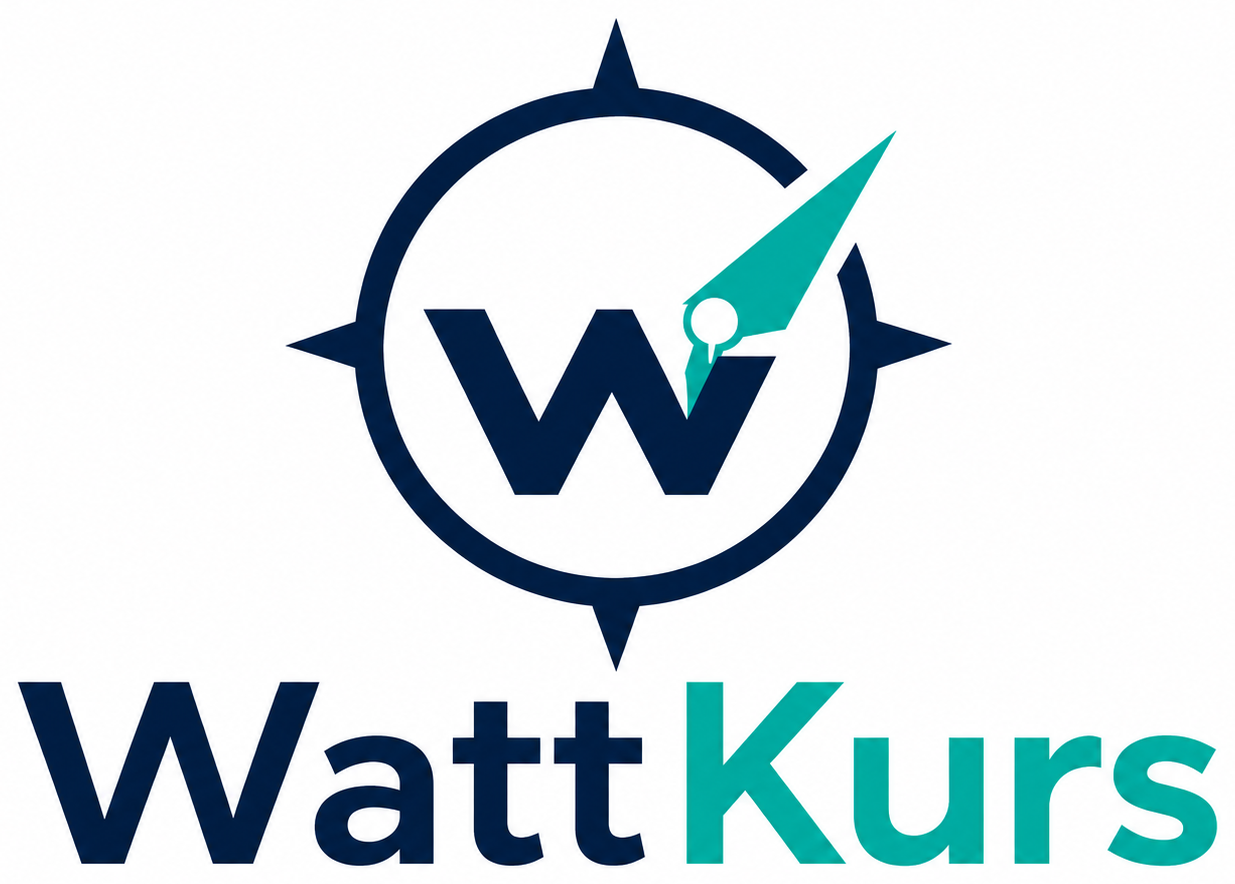 WattKurs Logo mit W und Kompass